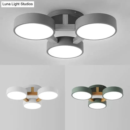 DecorBites™ DecorBites™ Macaron Loft Semi Flush Mount Ceiling Light - Metal Drum Fixture with 3 Heads for Living Rooms