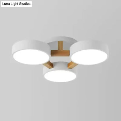 DecorBites™ DecorBites™ Macaron Loft Semi Flush Mount Ceiling Light - Metal Drum Fixture with 3 Heads for Living Rooms
