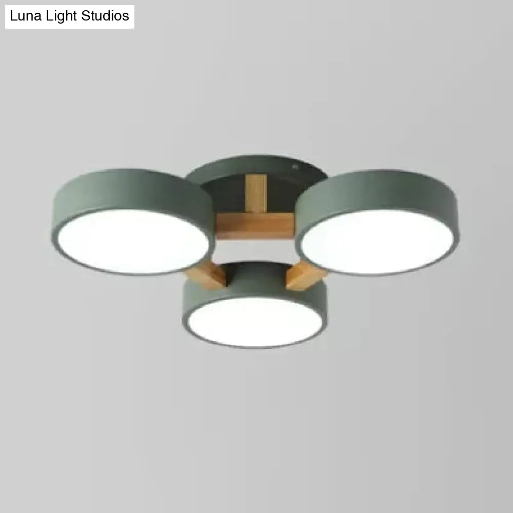 DecorBites™ DecorBites™ Macaron Loft Semi Flush Mount Ceiling Light - Metal Drum Fixture with 3 Heads for Living Rooms