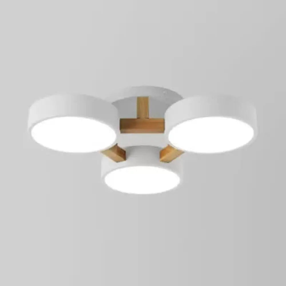 DecorBites™ DecorBites™ Macaron Loft Semi Flush Mount Ceiling Light - Metal Drum Fixture with 3 Heads for Living Rooms
