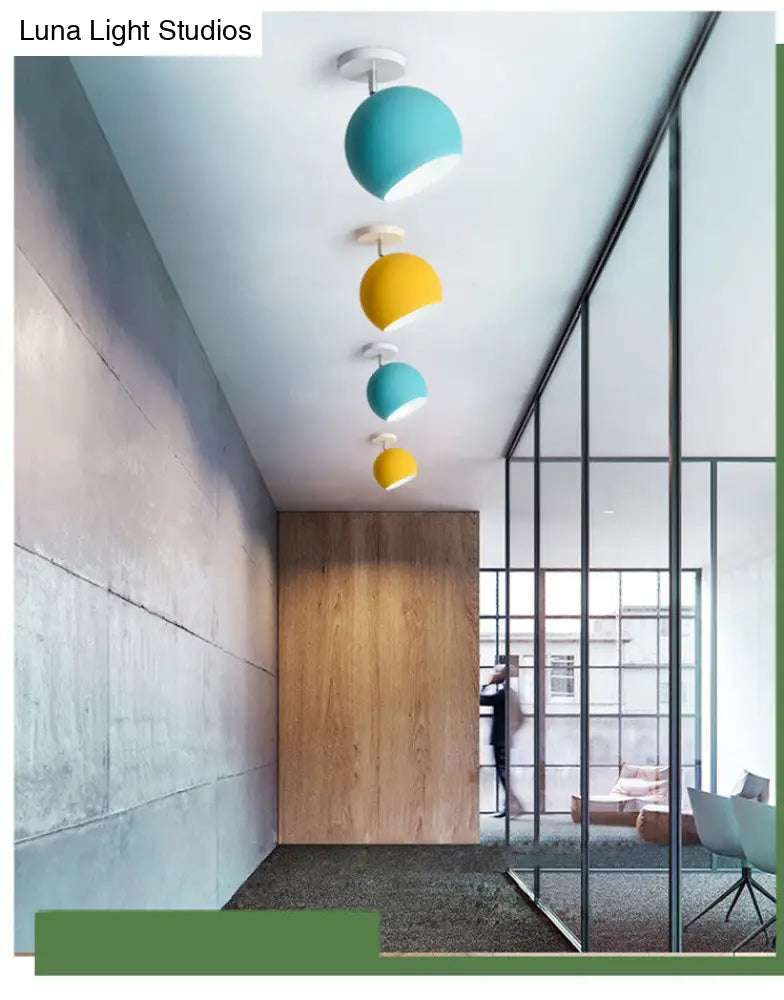 DecorBites™ DecorBites™ Macaron Metal Ceiling Mount Chandelier - 1-Light Semi Flush Mount for Bedroom