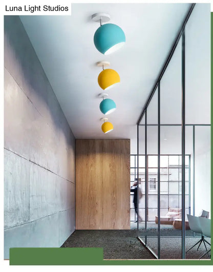 DecorBites™ DecorBites™ Macaron Metal Ceiling Mount Chandelier - 1-Light Semi Flush Mount for Bedroom