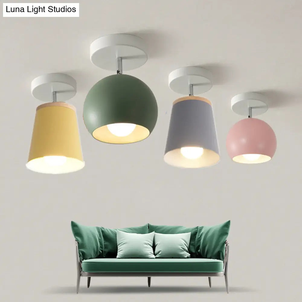 DecorBites™ DecorBites™ Macaron Metal Ceiling Mount Chandelier - 1-Light Semi Flush Mount for Bedroom