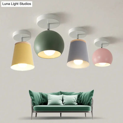 DecorBites™ DecorBites™ Macaron Metal Ceiling Mount Chandelier - 1-Light Semi Flush Mount for Bedroom