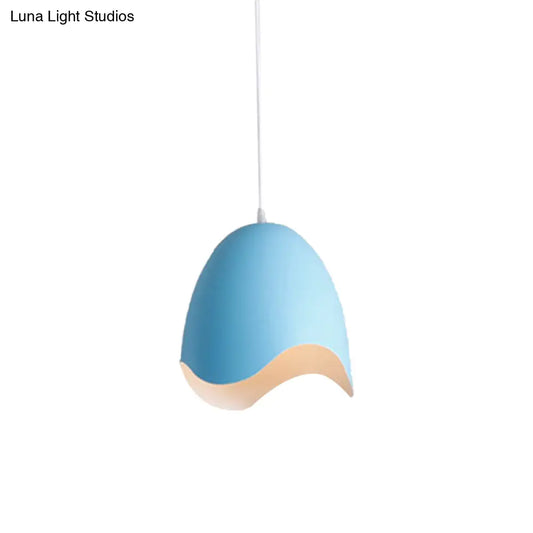 Macaron Metal Ceiling Pendant Light - 9.5"/12" Diameter, 1 Light - Pink/White/Blue Options