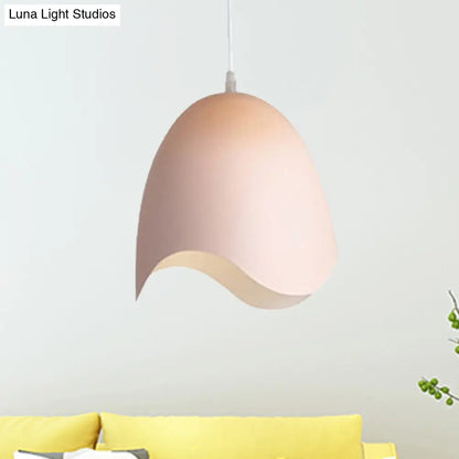 Macaron Metal Ceiling Pendant Light - 9.5"/12" Diameter, 1 Light - Pink/White/Blue Options