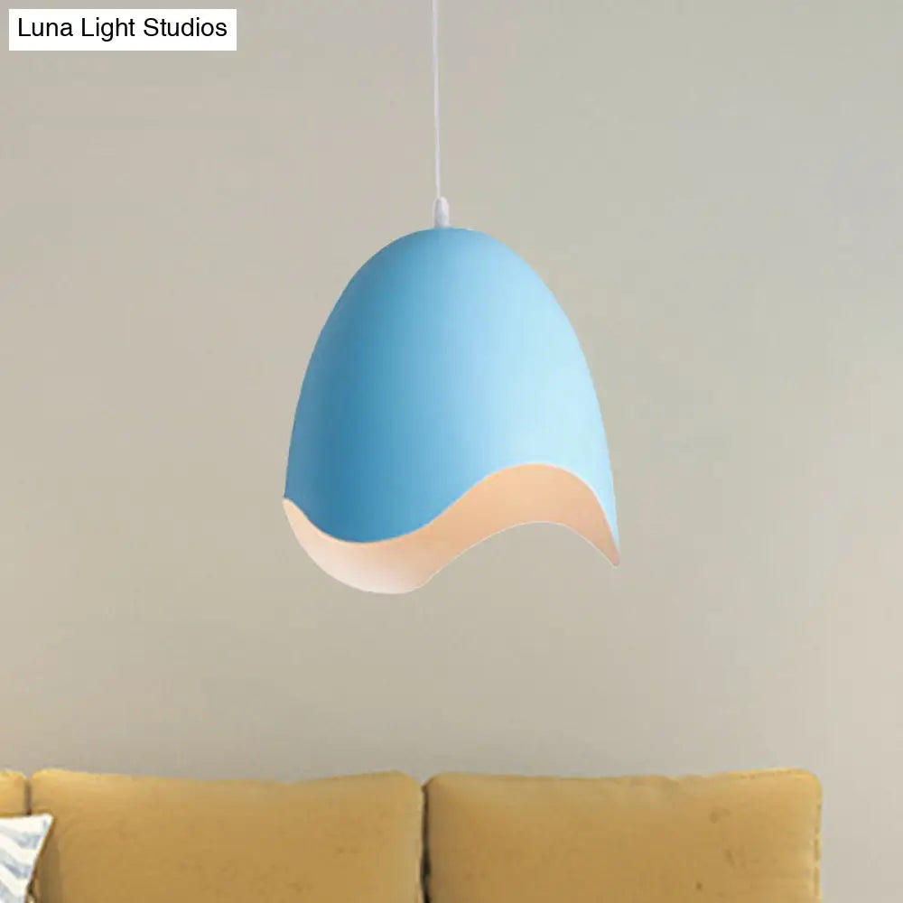 Macaron Metal Ceiling Pendant Light - 9.5"/12" Diameter, 1 Light - Pink/White/Blue Options