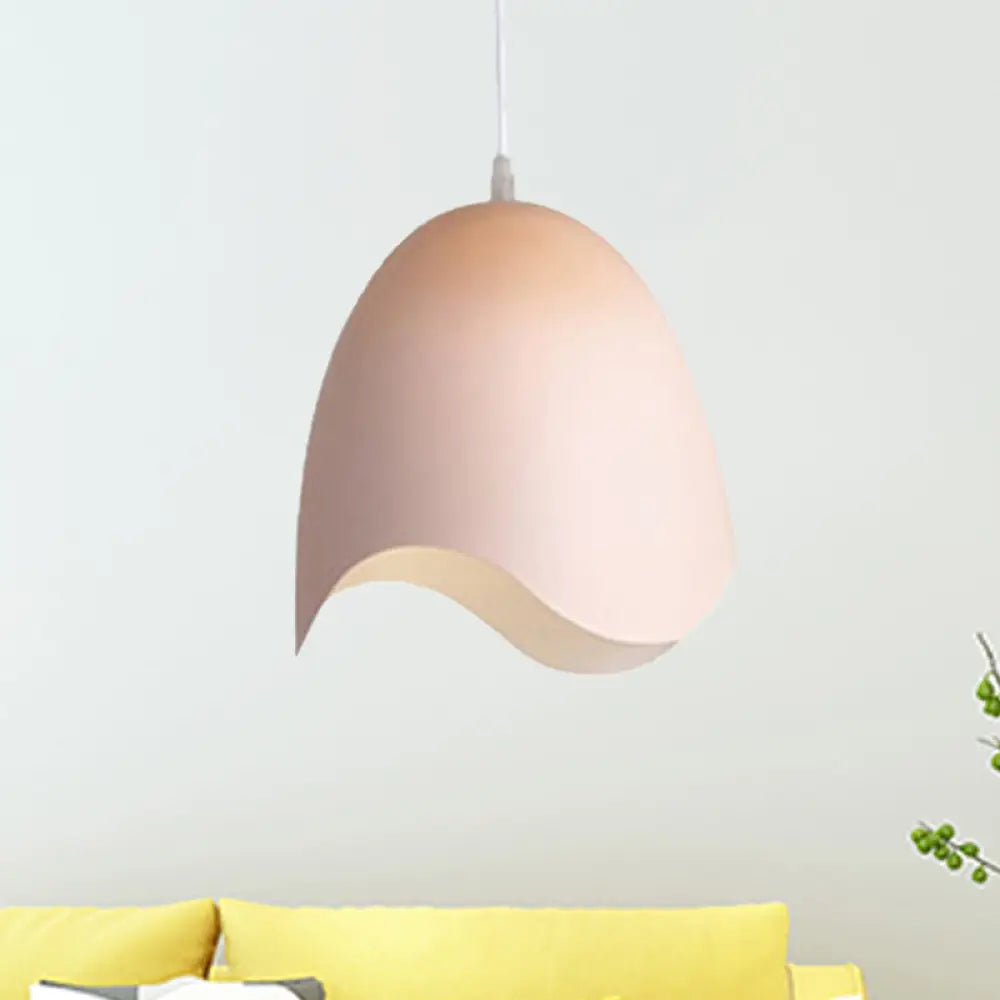 Macaron Metal Ceiling Pendant Light - 9.5"/12" Diameter, 1 Light - Pink/White/Blue Options