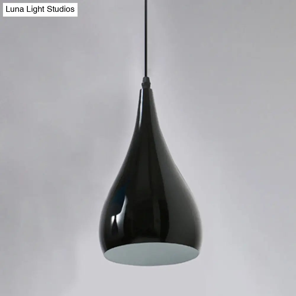 Macaron Metal Teardrop Pendant Light Fixture – Suspended 1-Light for Dining Room Ceiling