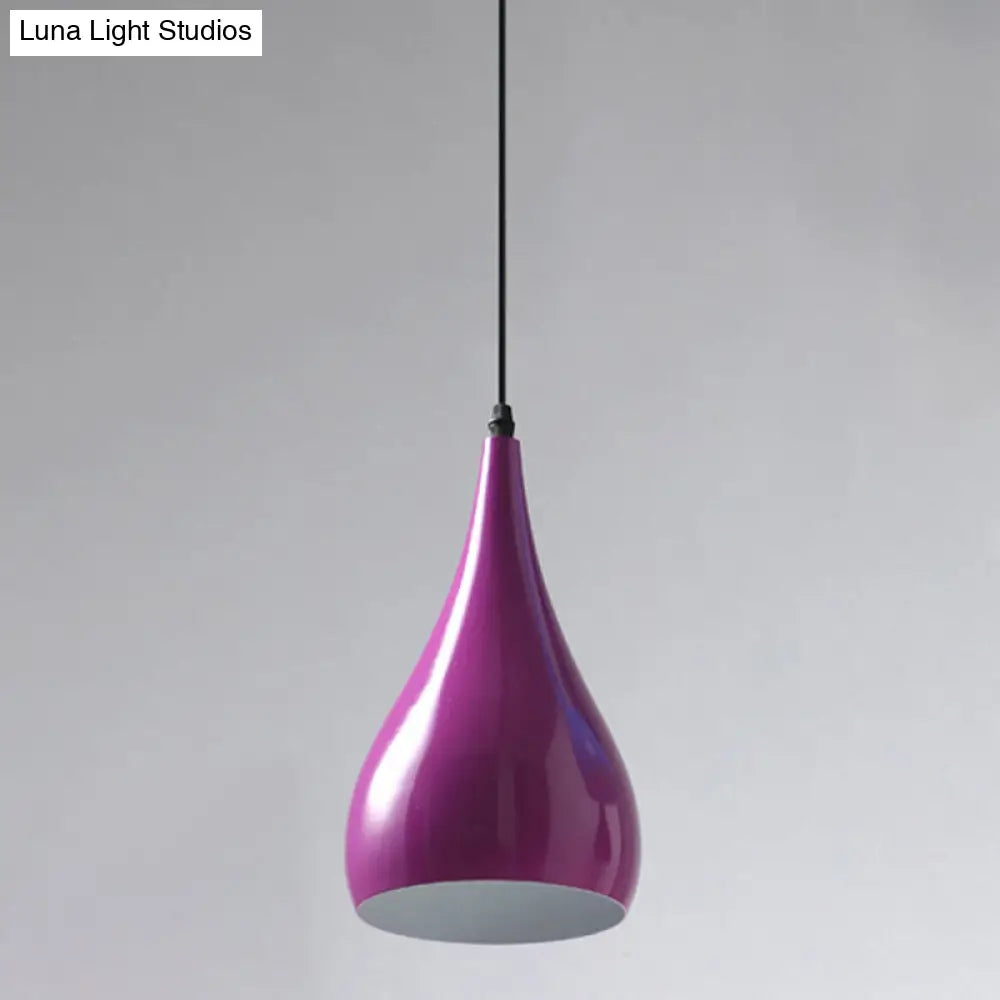 Macaron Metal Teardrop Pendant Light Fixture – Suspended 1-Light for Dining Room Ceiling