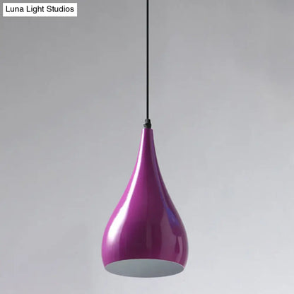 Macaron Metal Teardrop Pendant Light Fixture – Suspended 1-Light for Dining Room Ceiling