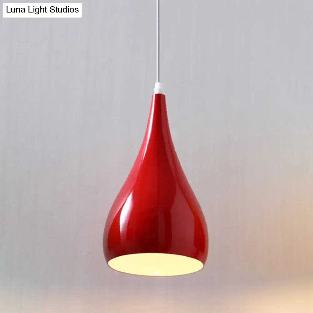 Macaron Metal Teardrop Pendant Light Fixture – Suspended 1-Light for Dining Room Ceiling