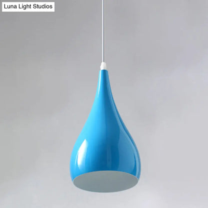 Macaron Metal Teardrop Pendant Light Fixture – Suspended 1-Light for Dining Room Ceiling