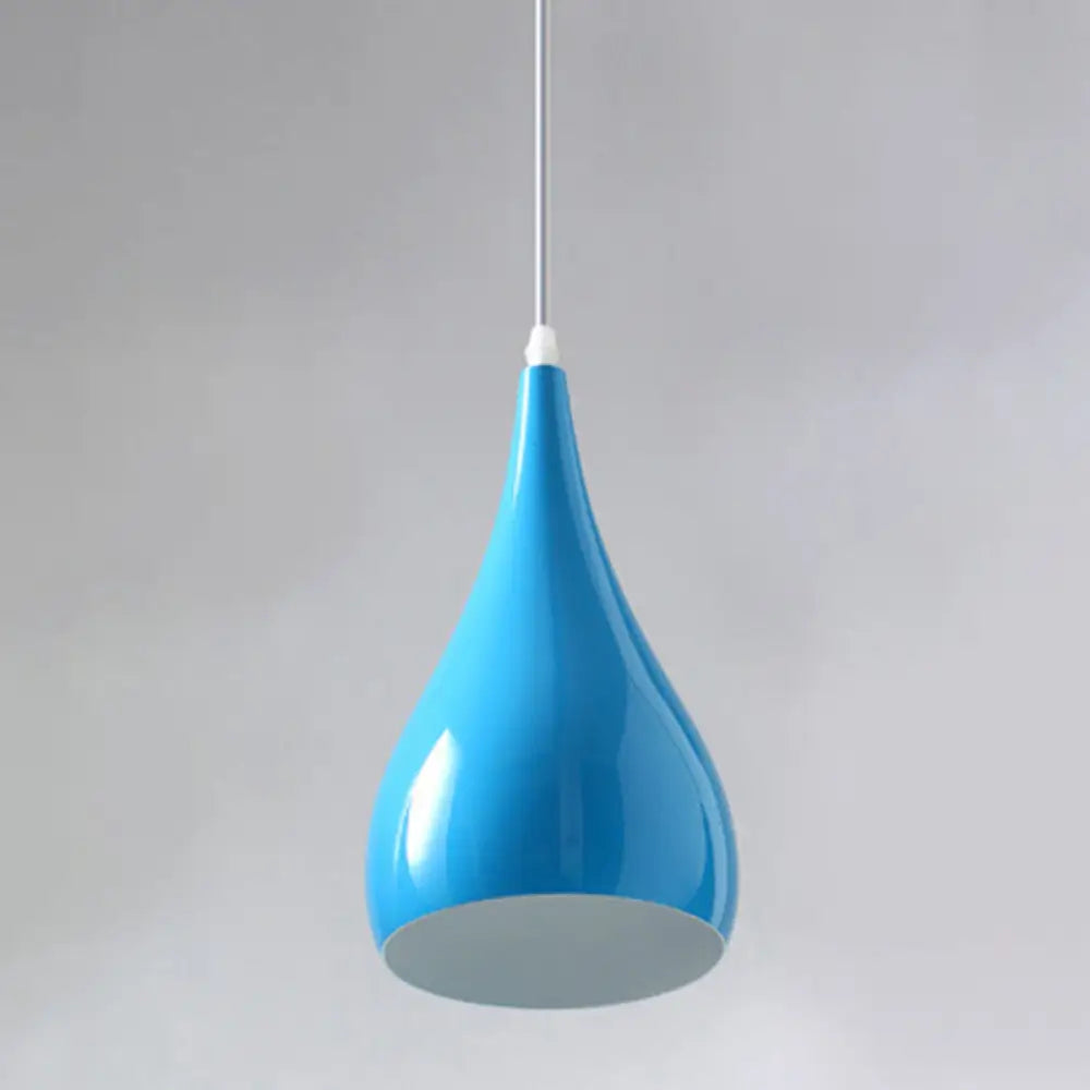 Macaron Metal Teardrop Pendant Light Fixture – Suspended 1-Light for Dining Room Ceiling