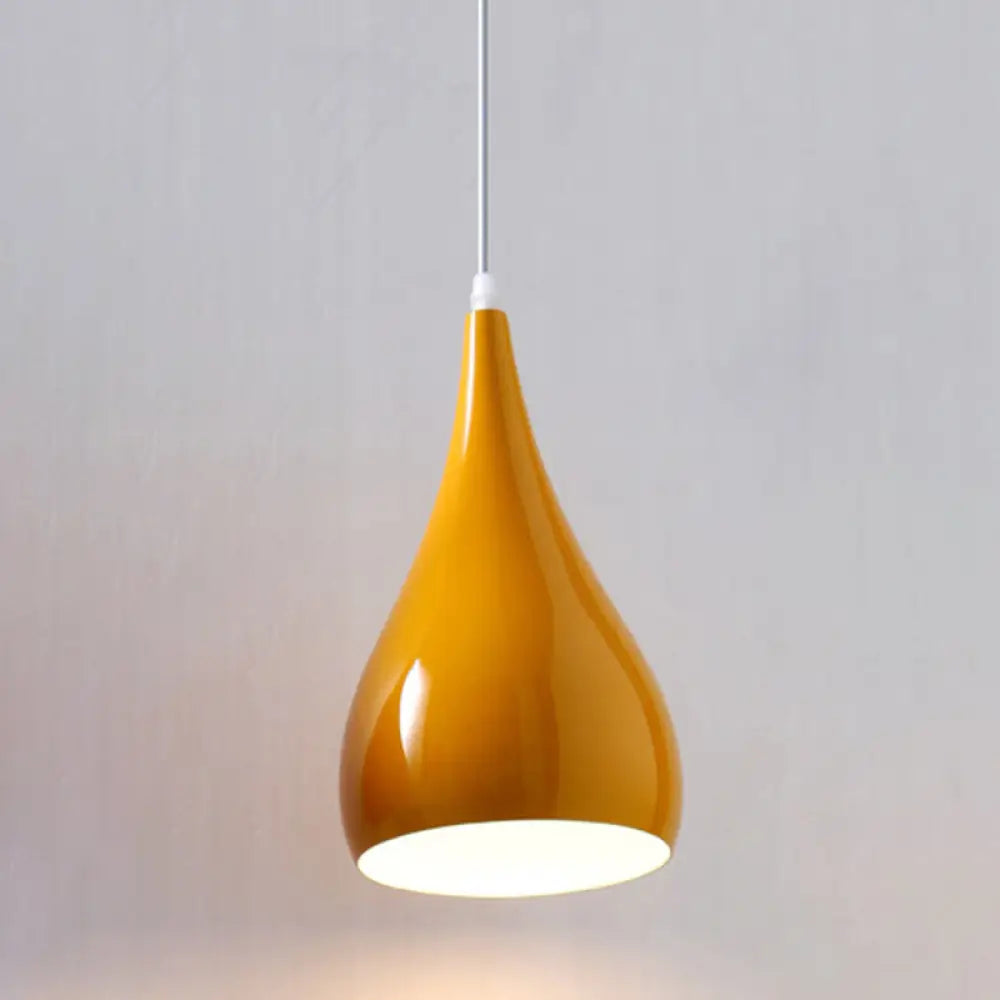 Macaron Metal Teardrop Pendant Light Fixture – Suspended 1-Light for Dining Room Ceiling