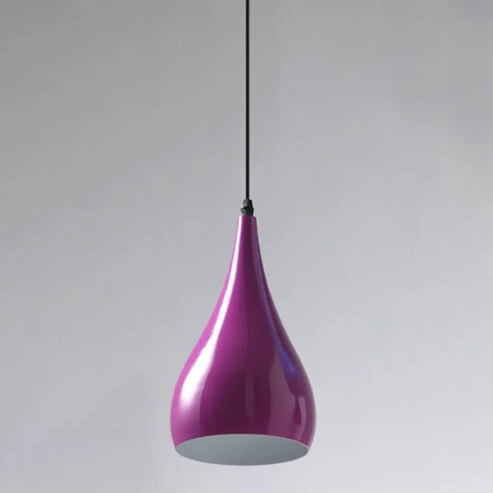 Macaron Metal Teardrop Pendant Light Fixture – Suspended 1-Light for Dining Room Ceiling