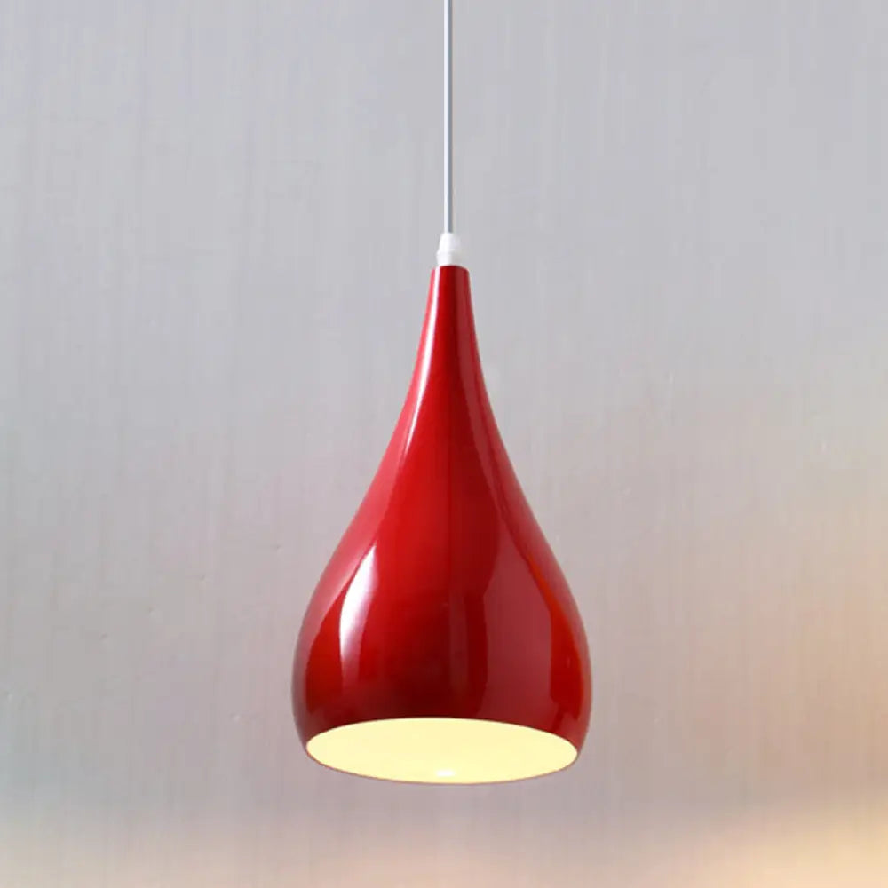 Macaron Metal Teardrop Pendant Light Fixture – Suspended 1-Light for Dining Room Ceiling