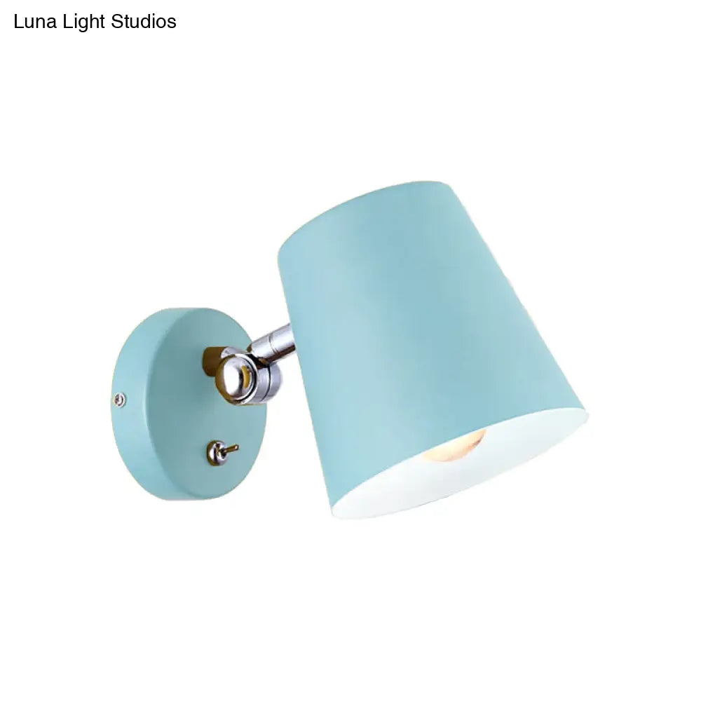 DecorBites™ DecorBites™ Macaron Metallic Conical Wall Sconce: 1-Light Pink/Yellow/Blue Fixture for Balcony - 5" W