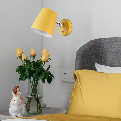 DecorBites™ DecorBites™ Macaron Metallic Conical Wall Sconce: 1-Light Pink/Yellow/Blue Fixture for Balcony - 5" W