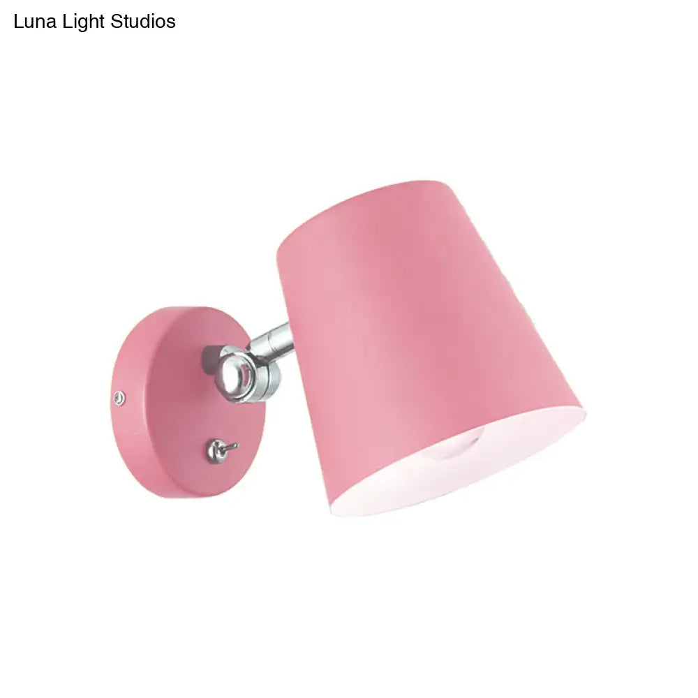 DecorBites™ DecorBites™ Macaron Metallic Conical Wall Sconce: 1-Light Pink/Yellow/Blue Fixture for Balcony - 5" W