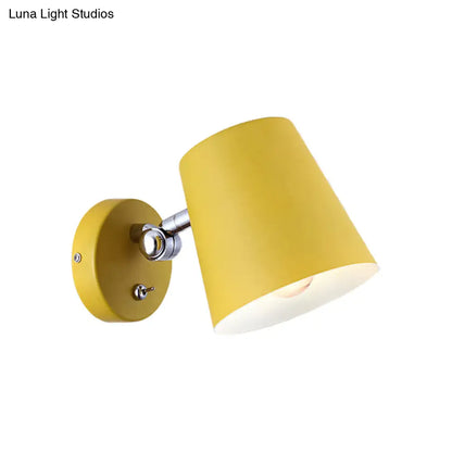 DecorBites™ DecorBites™ Macaron Metallic Conical Wall Sconce: 1-Light Pink/Yellow/Blue Fixture for Balcony - 5" W