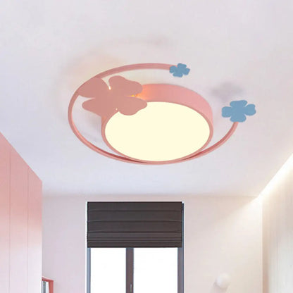 DecorBites™ DecorBites™ Macaron Pink LED Flush Mount Light with Clover Detail - Warm/White Lighting