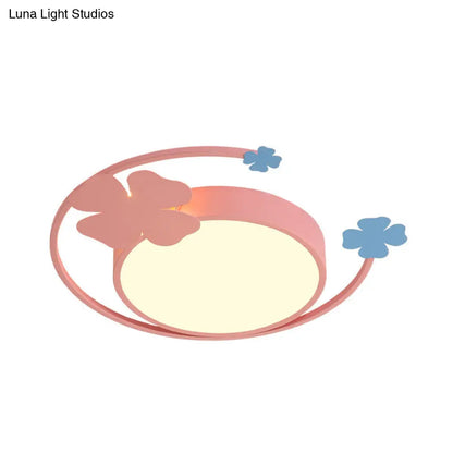 DecorBites™ DecorBites™ Macaron Pink LED Flush Mount Light with Clover Detail - Warm/White Lighting