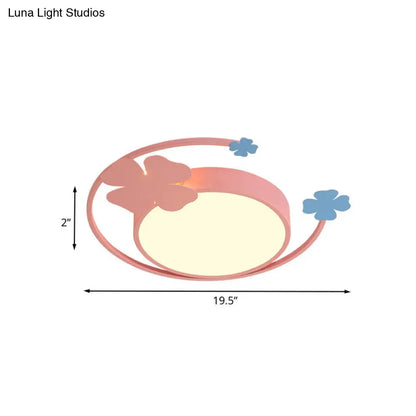 DecorBites™ DecorBites™ Macaron Pink LED Flush Mount Light with Clover Detail - Warm/White Lighting