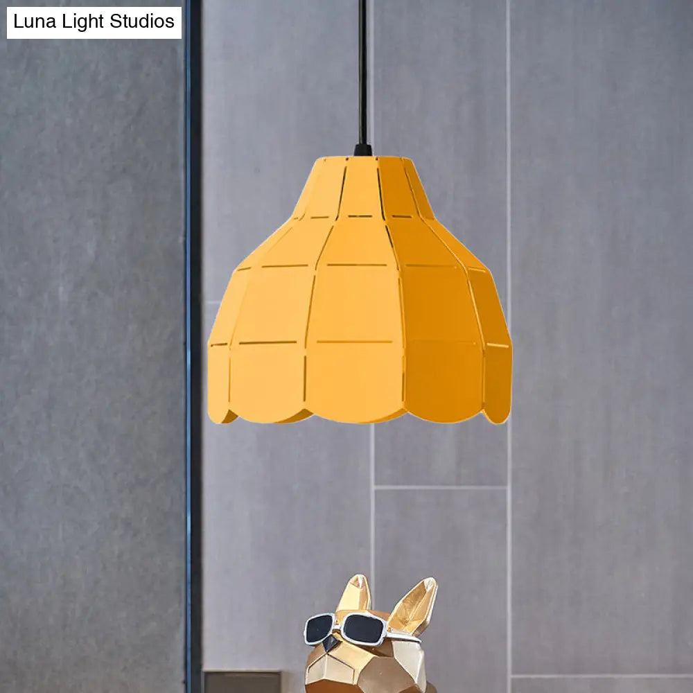 Macaron Scallop Dome Pendant Light - Pink/Yellow/Blue - Perfect for Living Room