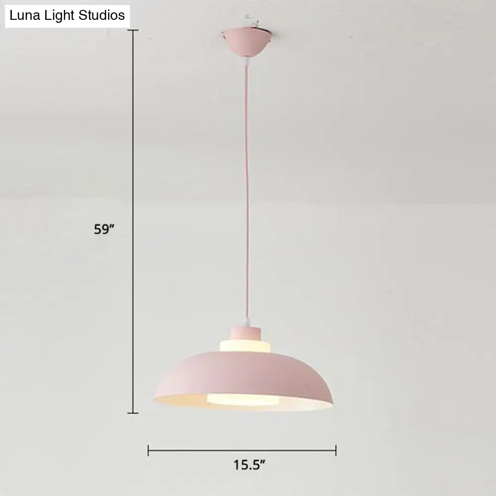 Macaron Single-Bulb Aluminum Ceiling Pendant Light with Acrylic Shade