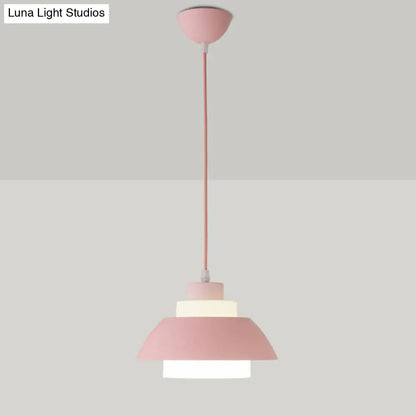 Macaron Single-Bulb Aluminum Ceiling Pendant Light with Acrylic Shade