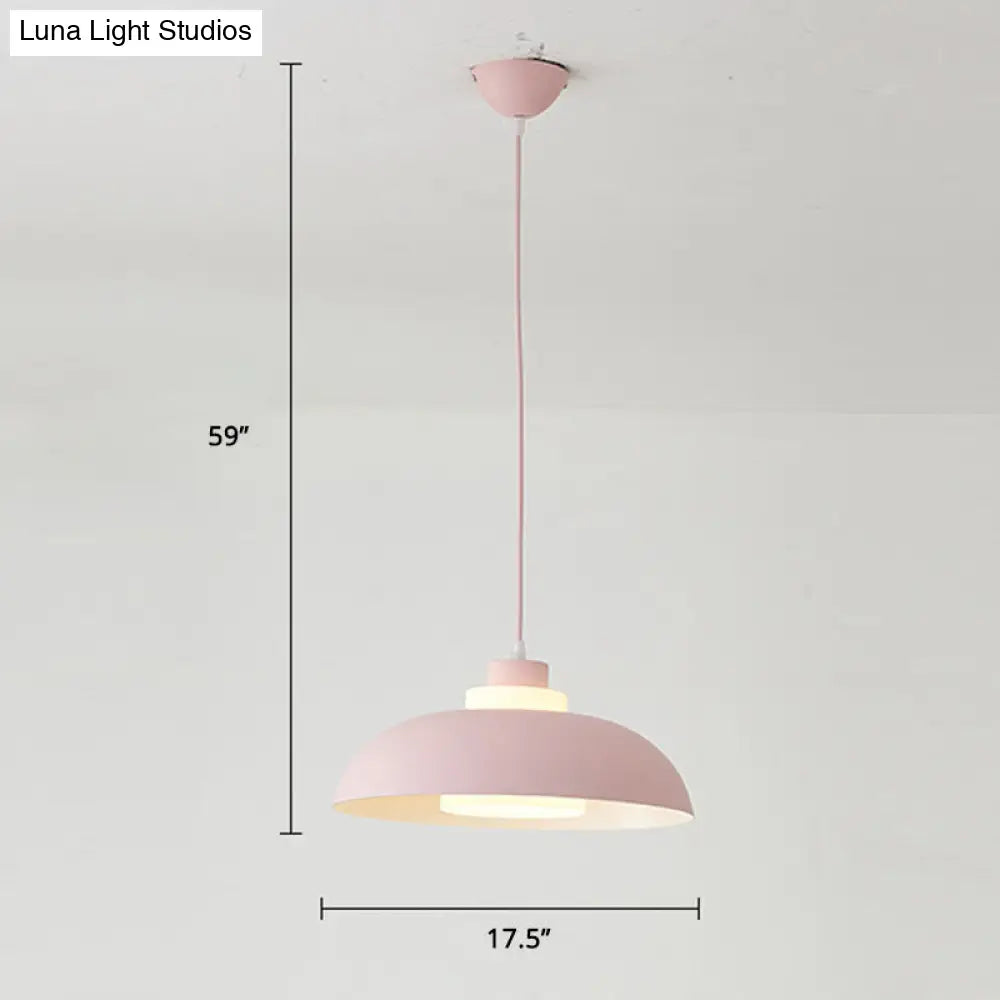 Macaron Single-Bulb Aluminum Ceiling Pendant Light with Acrylic Shade