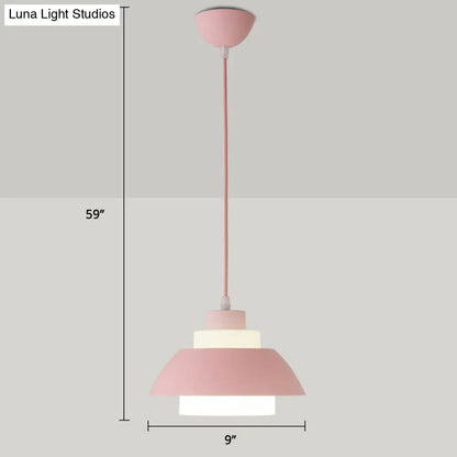 Macaron Single-Bulb Aluminum Ceiling Pendant Light with Acrylic Shade