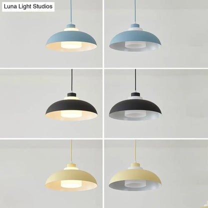 Macaron Single-Bulb Aluminum Ceiling Pendant Light with Acrylic Shade