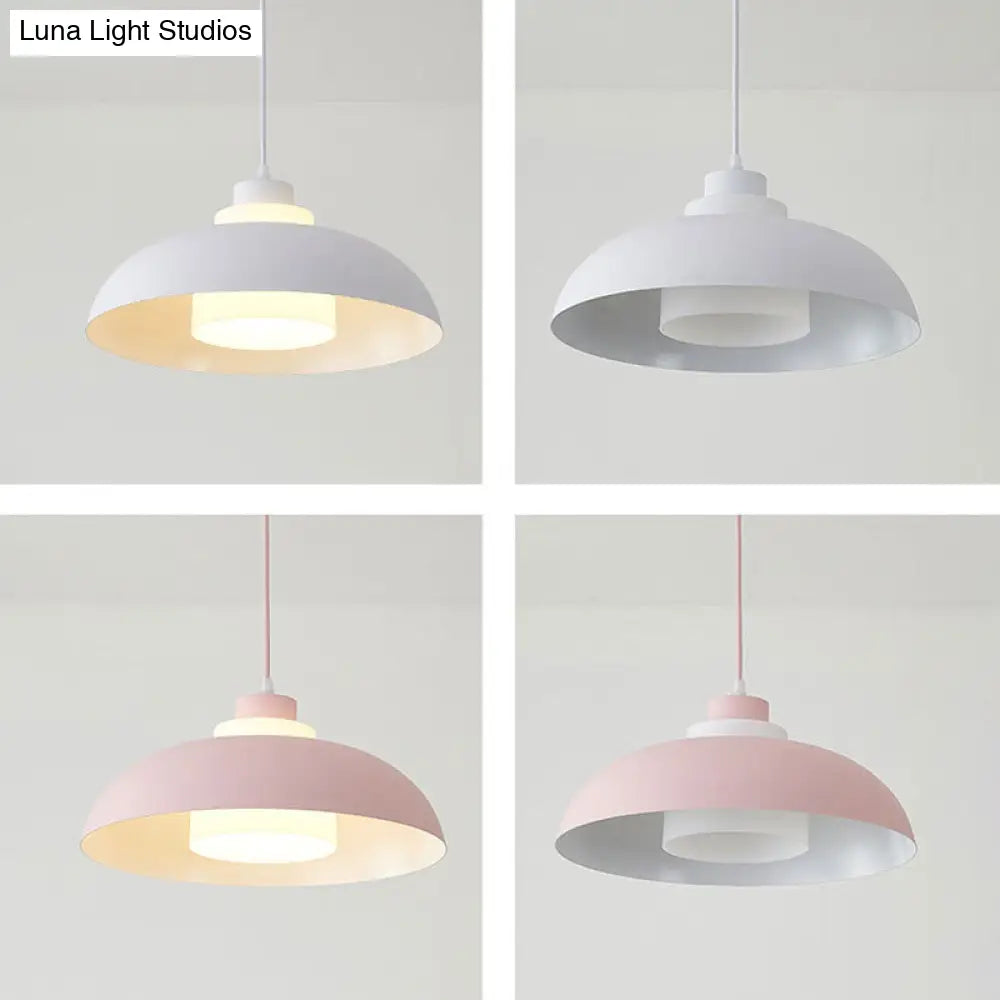 Macaron Single-Bulb Aluminum Ceiling Pendant Light with Acrylic Shade