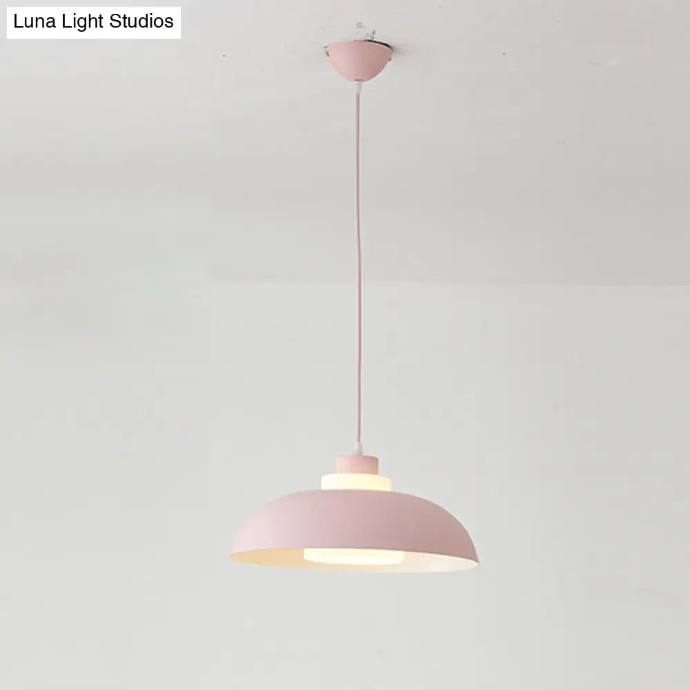 Macaron Single-Bulb Aluminum Ceiling Pendant Light with Acrylic Shade