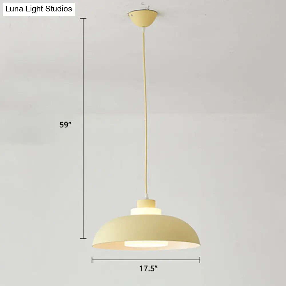 Macaron Single-Bulb Aluminum Ceiling Pendant Light with Acrylic Shade