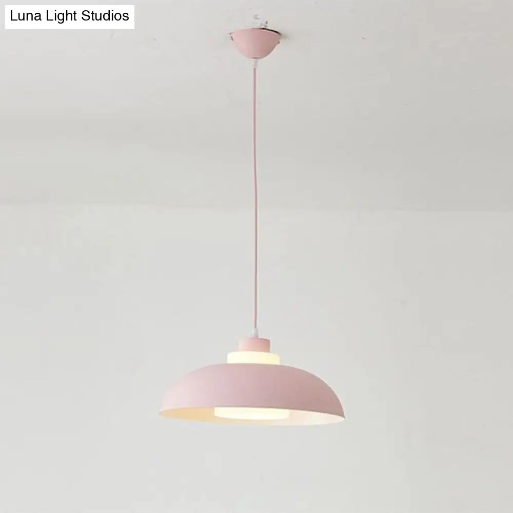 Macaron Single-Bulb Aluminum Ceiling Pendant Light with Acrylic Shade