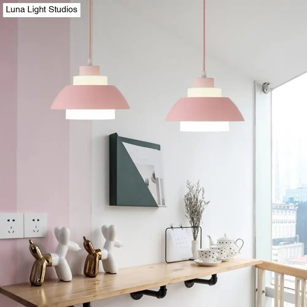 Macaron Single-Bulb Aluminum Ceiling Pendant Light with Acrylic Shade