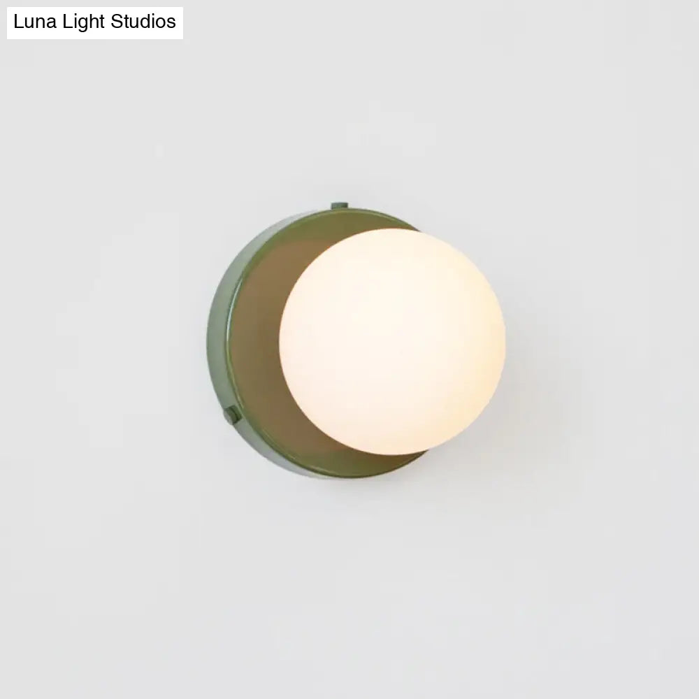 DecorBites™ DecorBites™ Macaron Small Wall Lighting Milk Glass Bathroom Sconce in Pink/Green/Burgundy