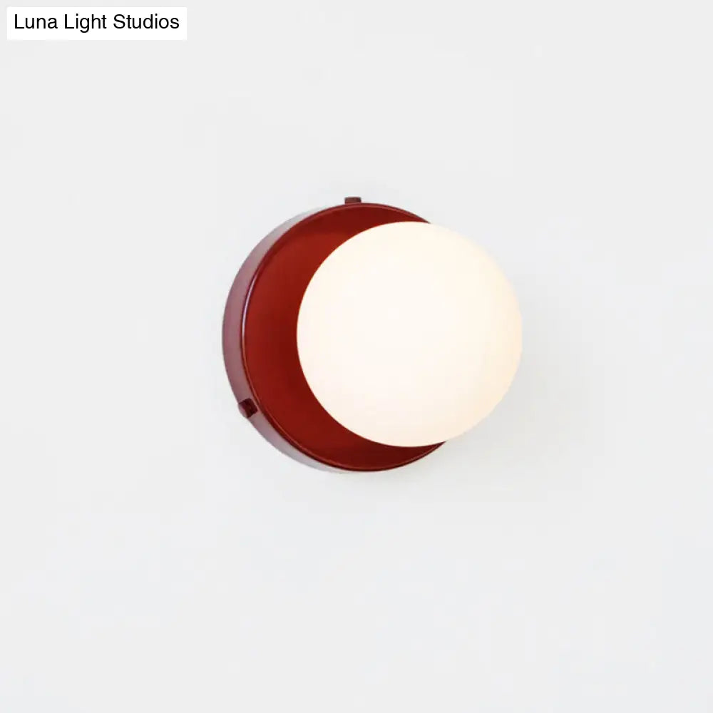 DecorBites™ DecorBites™ Macaron Small Wall Lighting Milk Glass Bathroom Sconce in Pink/Green/Burgundy