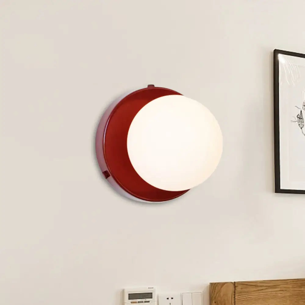 DecorBites™ DecorBites™ Macaron Small Wall Lighting Milk Glass Bathroom Sconce in Pink/Green/Burgundy