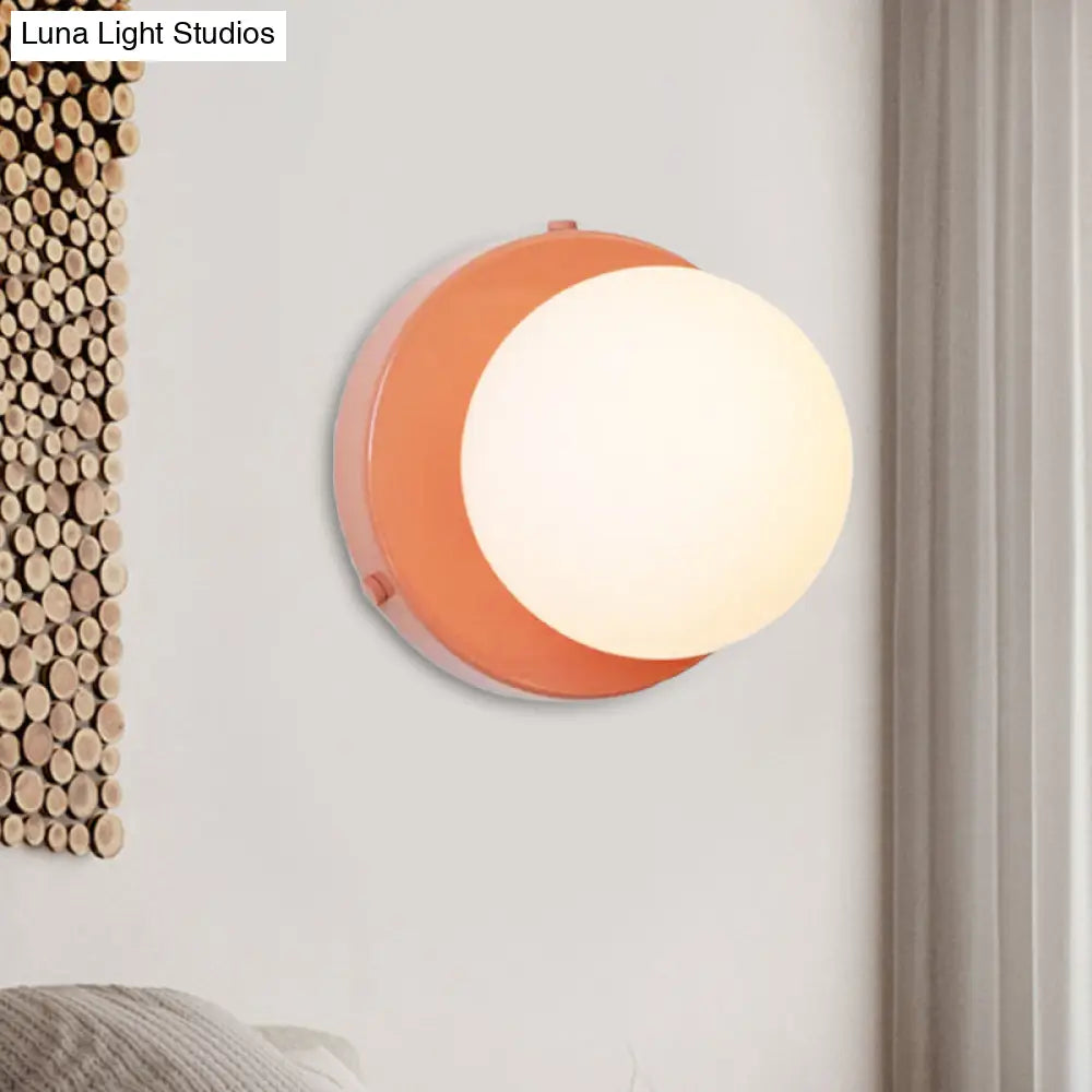 DecorBites™ DecorBites™ Macaron Small Wall Lighting Milk Glass Bathroom Sconce in Pink/Green/Burgundy