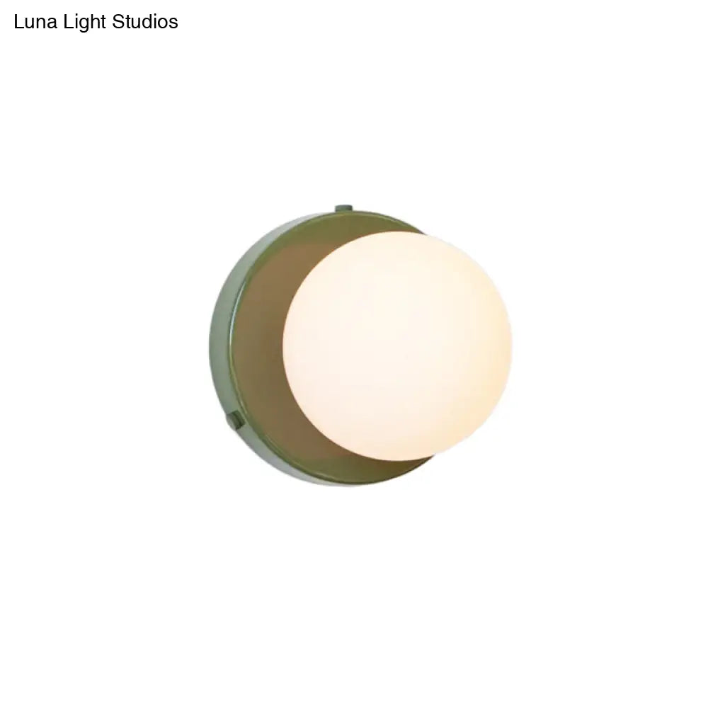 DecorBites™ DecorBites™ Macaron Small Wall Lighting Milk Glass Bathroom Sconce in Pink/Green/Burgundy