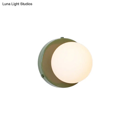 DecorBites™ DecorBites™ Macaron Small Wall Lighting Milk Glass Bathroom Sconce in Pink/Green/Burgundy