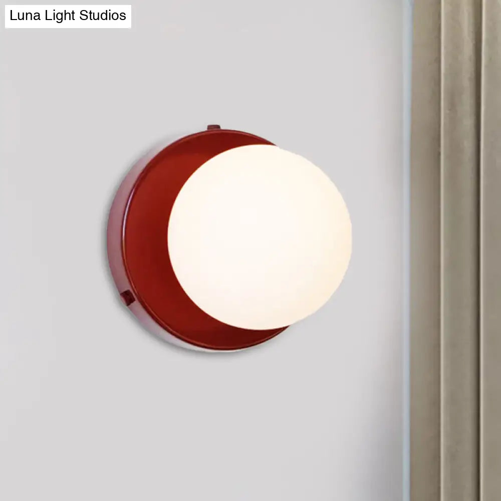 DecorBites™ DecorBites™ Macaron Small Wall Lighting Milk Glass Bathroom Sconce in Pink/Green/Burgundy