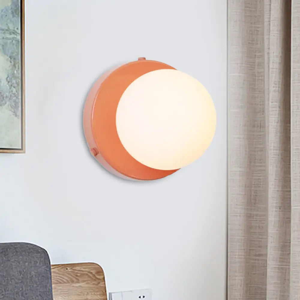 DecorBites™ DecorBites™ Macaron Small Wall Lighting Milk Glass Bathroom Sconce in Pink/Green/Burgundy