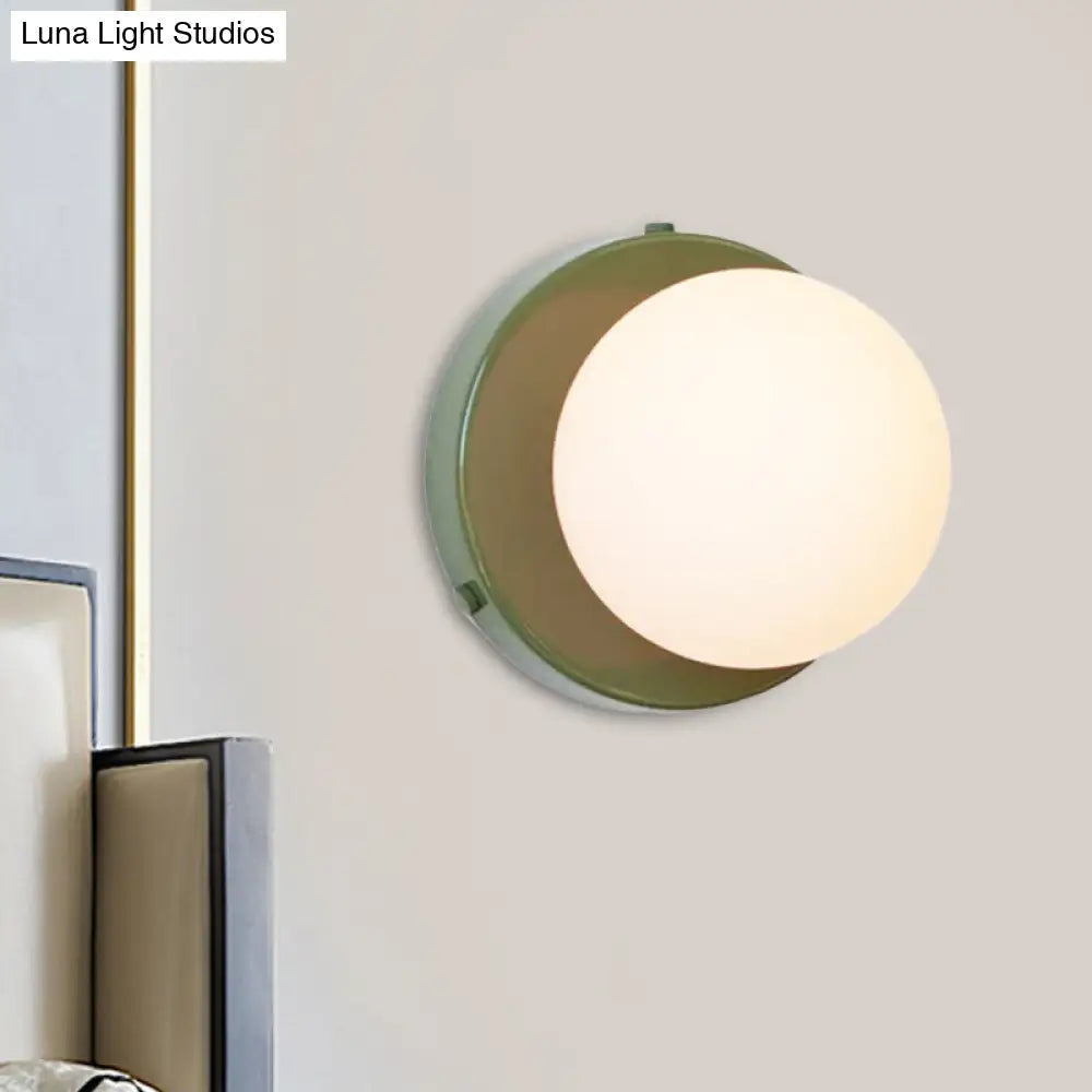 DecorBites™ DecorBites™ Macaron Small Wall Lighting Milk Glass Bathroom Sconce in Pink/Green/Burgundy