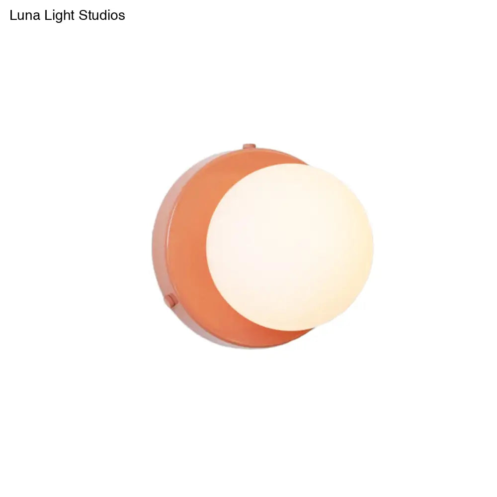 DecorBites™ DecorBites™ Macaron Small Wall Lighting Milk Glass Bathroom Sconce in Pink/Green/Burgundy