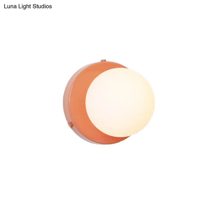 DecorBites™ DecorBites™ Macaron Small Wall Lighting Milk Glass Bathroom Sconce in Pink/Green/Burgundy